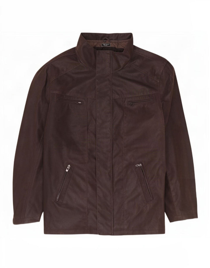 Rino & Pelle Mens Faux Leather Jacket IT 52 XL Brown Polyester