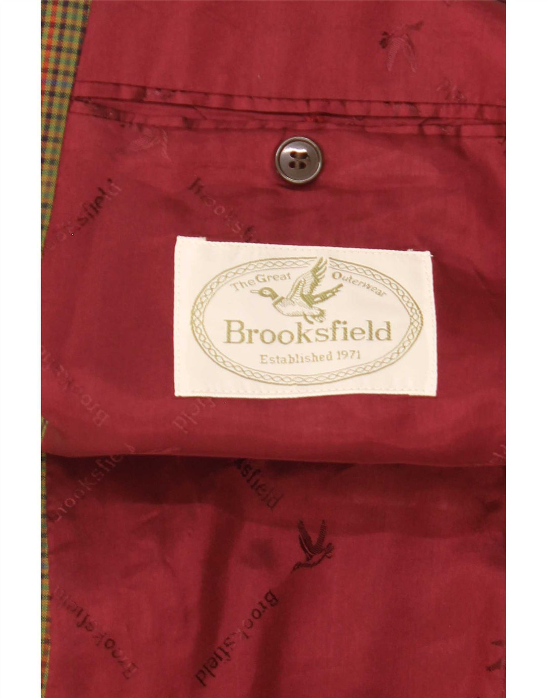 Brooksfield Mens 2 Button Blazer Jacket IT 52 XL Green Gingham Wool