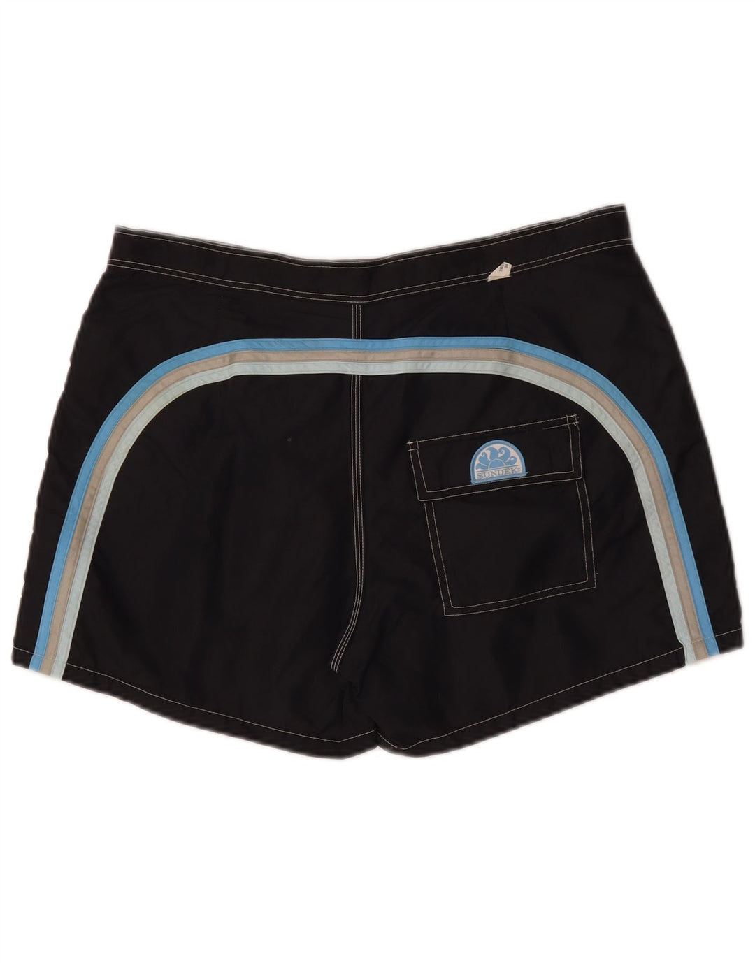 Sundek Mens Swimming Shorts Large Black Striped Nylon