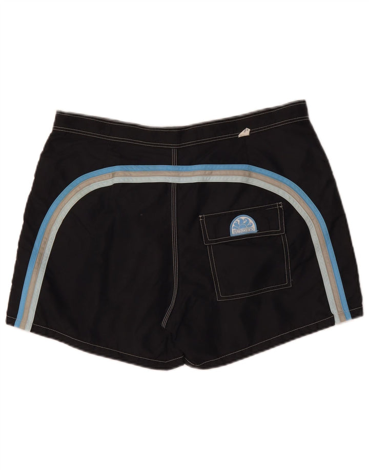 Sundek Mens Swimming Shorts Large Black Striped Nylon