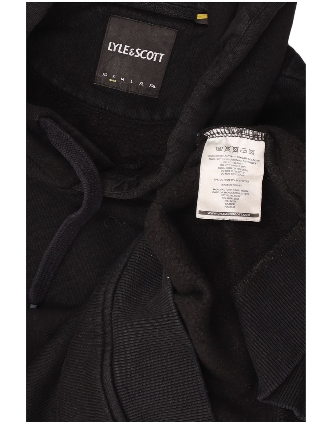 Lyle & Scott Mens Hoodie Jumper Small Black Cotton