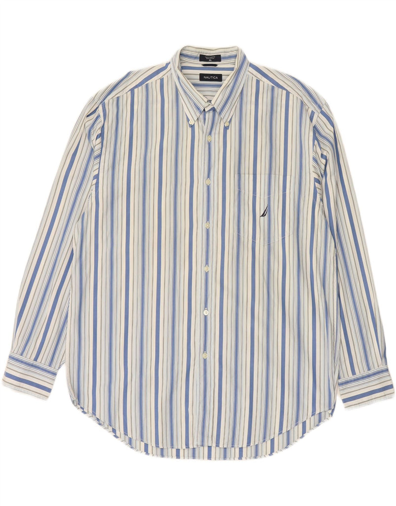 NAUTICA Mens Shirt XL Blue Striped Cotton Vintage Nautica and Second-Hand Nautica from Messina Hembry 