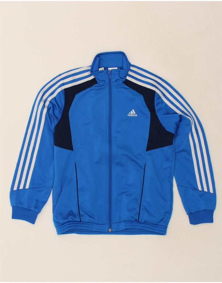 ADIDAS Boys Graphic Tracksuit Top Jacket 11-12 Years Blue Colourblock Vintage Adidas and Second-Hand Adidas from Messina Hembry 