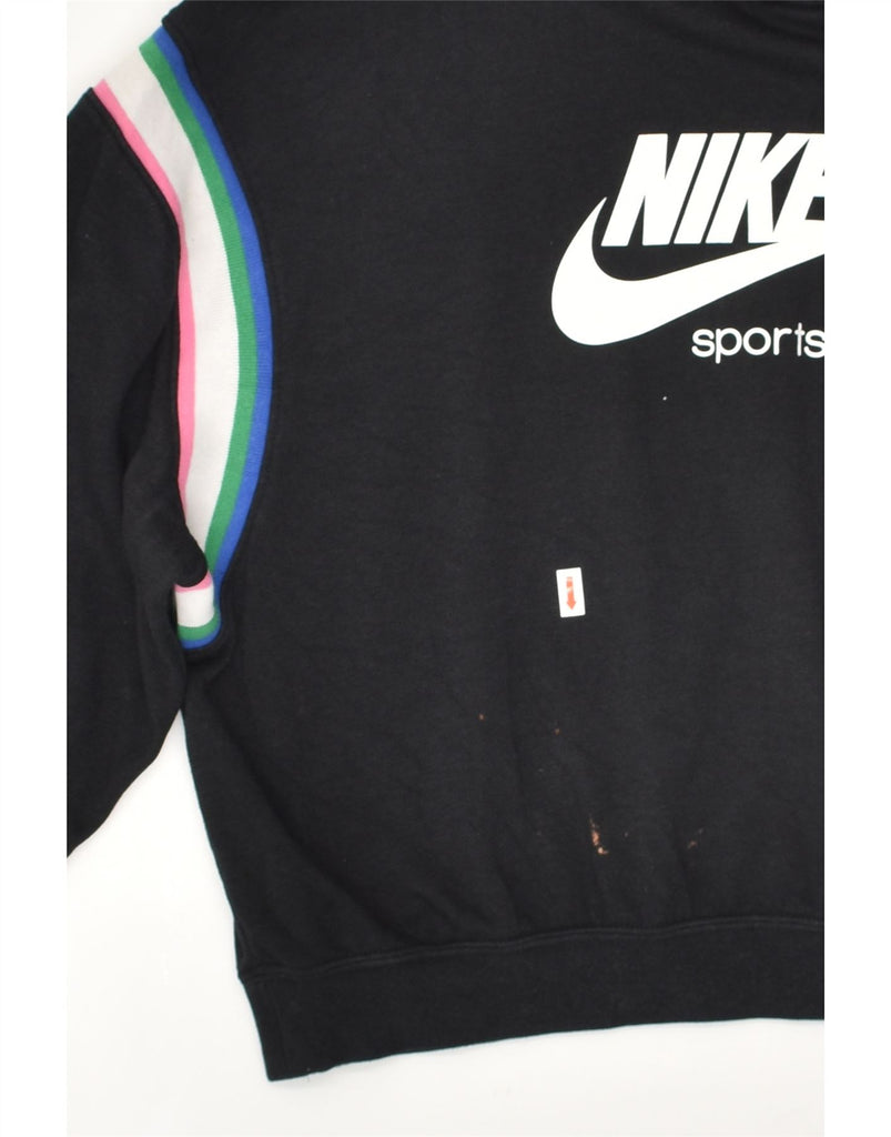 NIKE Womens Crop Graphic Hoodie Jumper UK 10 Small Black Cotton | Vintage Nike | Thrift | Second-Hand Nike | Used Clothing | Messina Hembry 