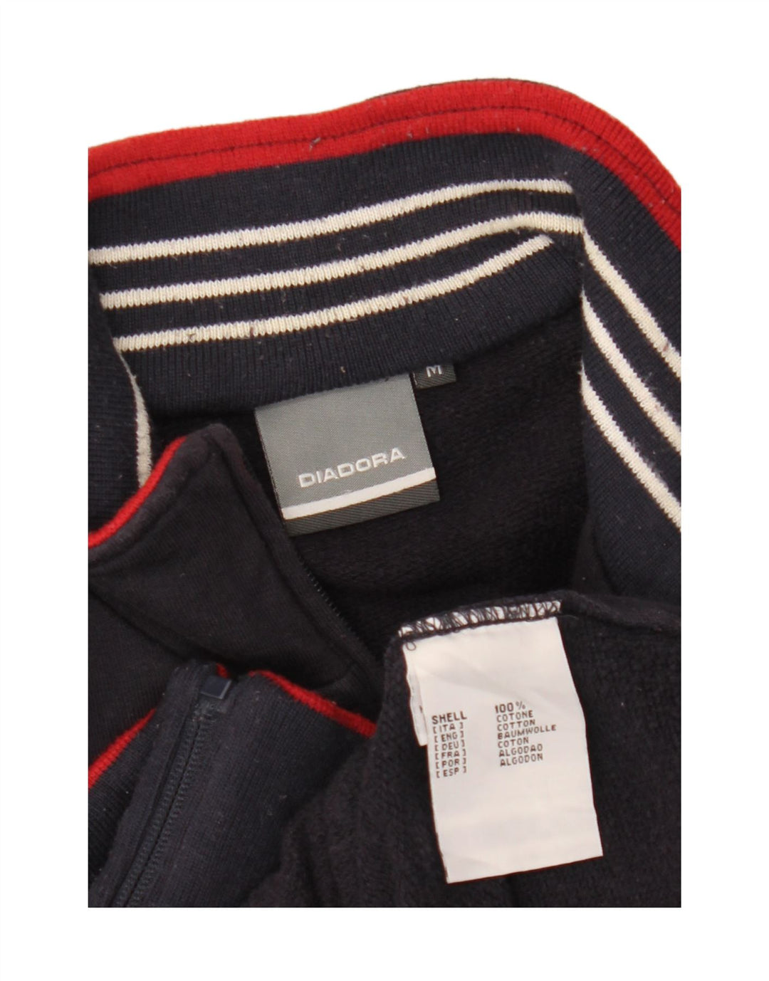 DIADORA Mens Graphic Tracksuit Top Jacket Medium Navy Blue Cotton