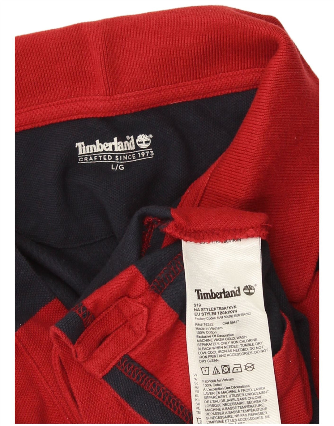 Timberland Mens Polo Shirt Large Red Striped Cotton