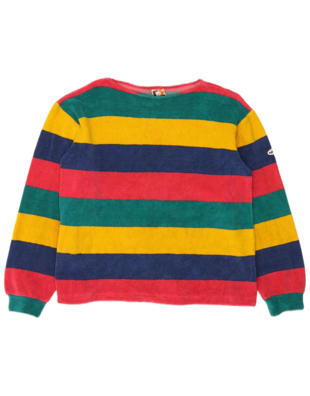 Vintage Womens Fleece Jumper IT 44 Medium Multicoloured Striped Cotton