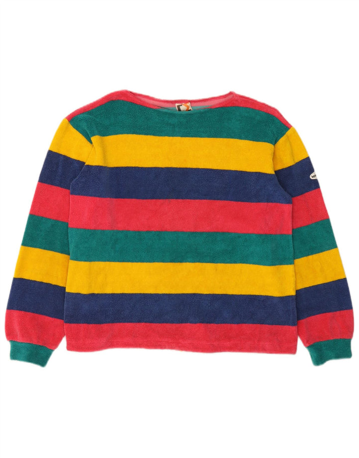 Vintage Womens Fleece Jumper IT 44 Medium Multicoloured Striped Cotton