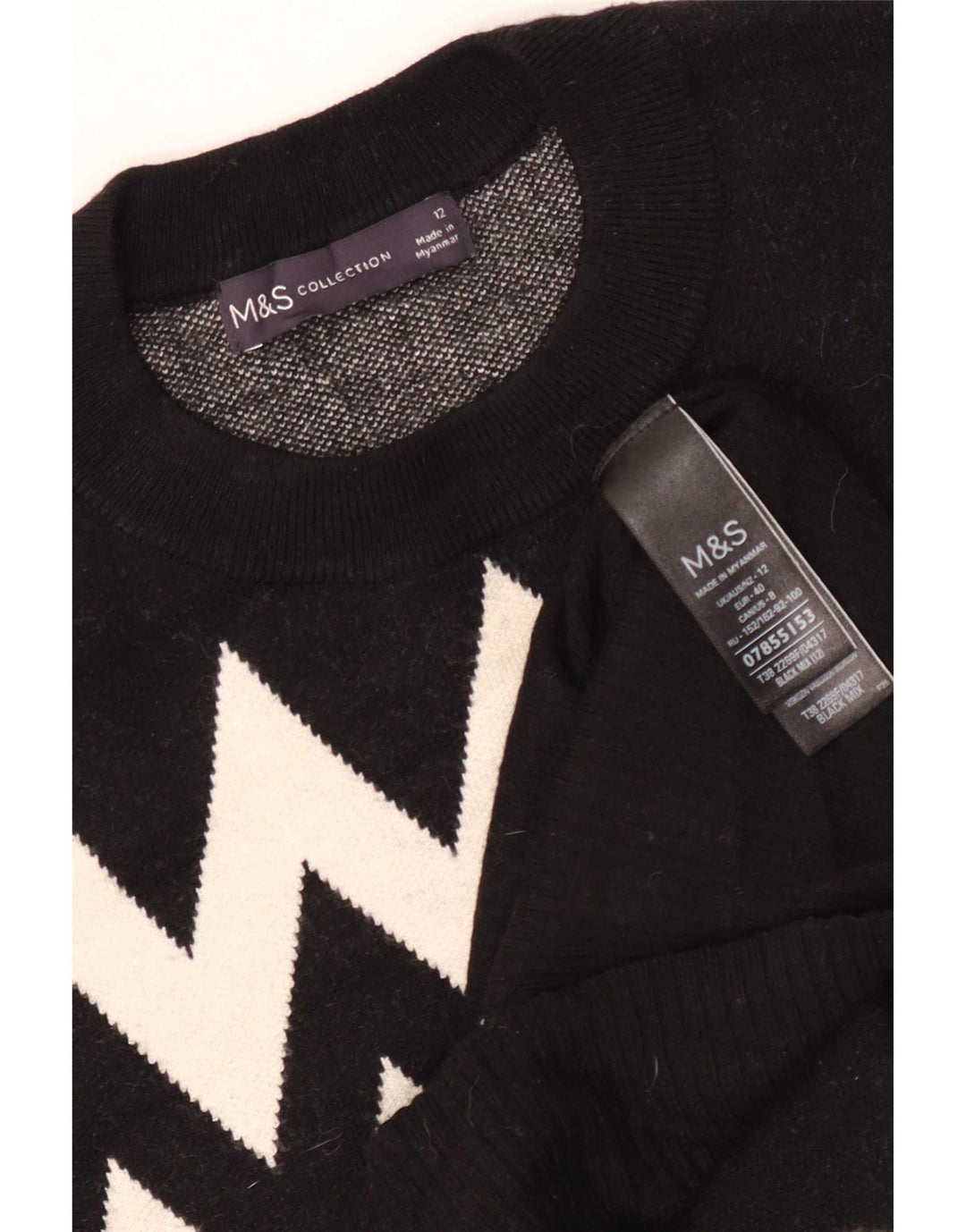 Marks & Spencer Womens Crew Neck Jumper Sweater UK 12 Medium Black