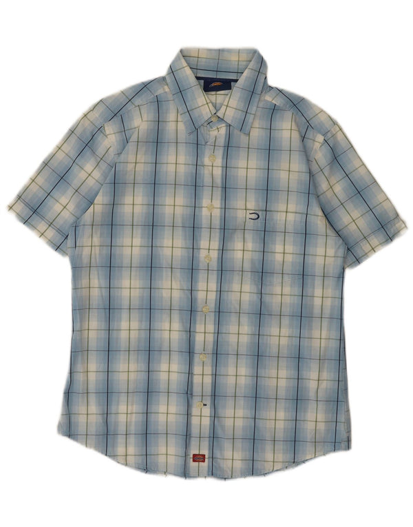 Dickies Mens Short Sleeve Shirt Large Blue Check Cotton