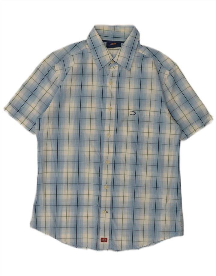 Dickies Mens Short Sleeve Shirt Large Blue Check Cotton