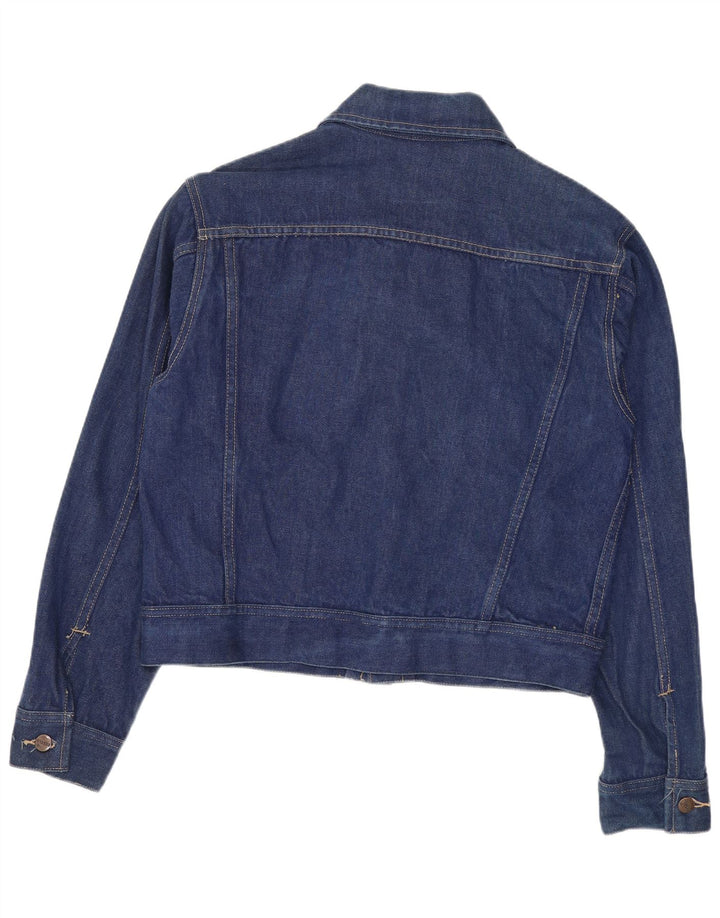 Vintage Womens Crop Denim Jacket IT 50 XL Navy Blue Cotton
