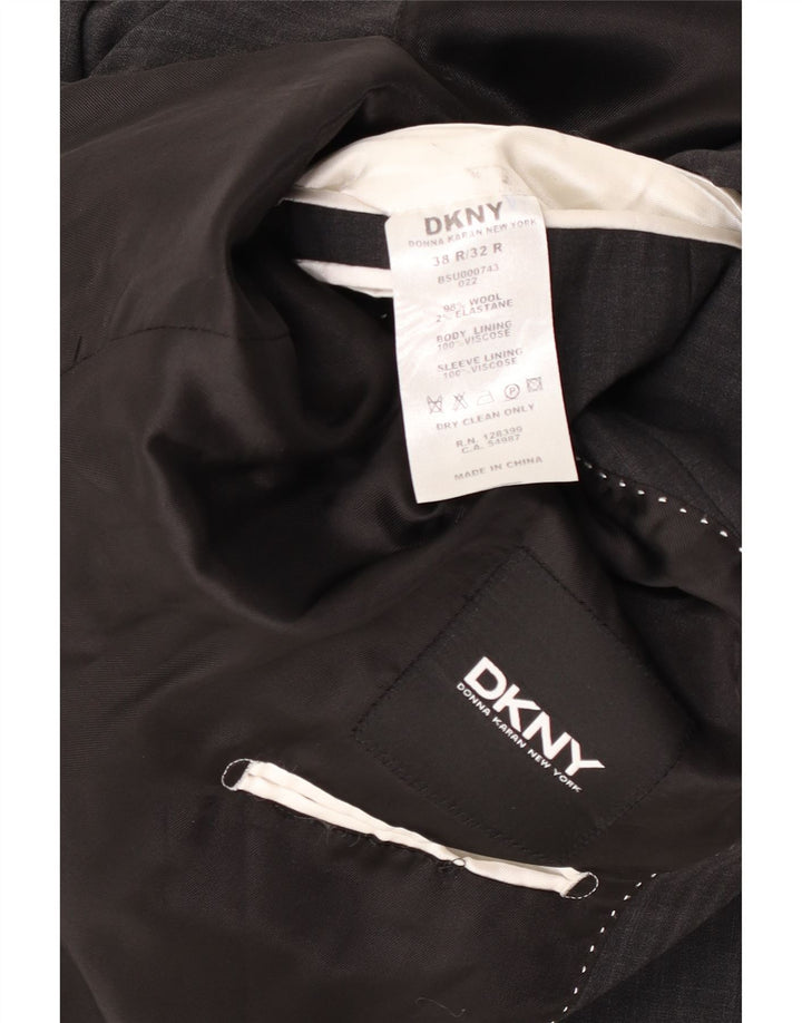 Dkny Mens 2 Button Blazer Jacket UK 38 Medium Grey Pinstripe Wool