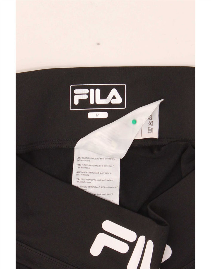 Fila Womens Graphic Leggings UK 12 Medium Black Geometric Polyester