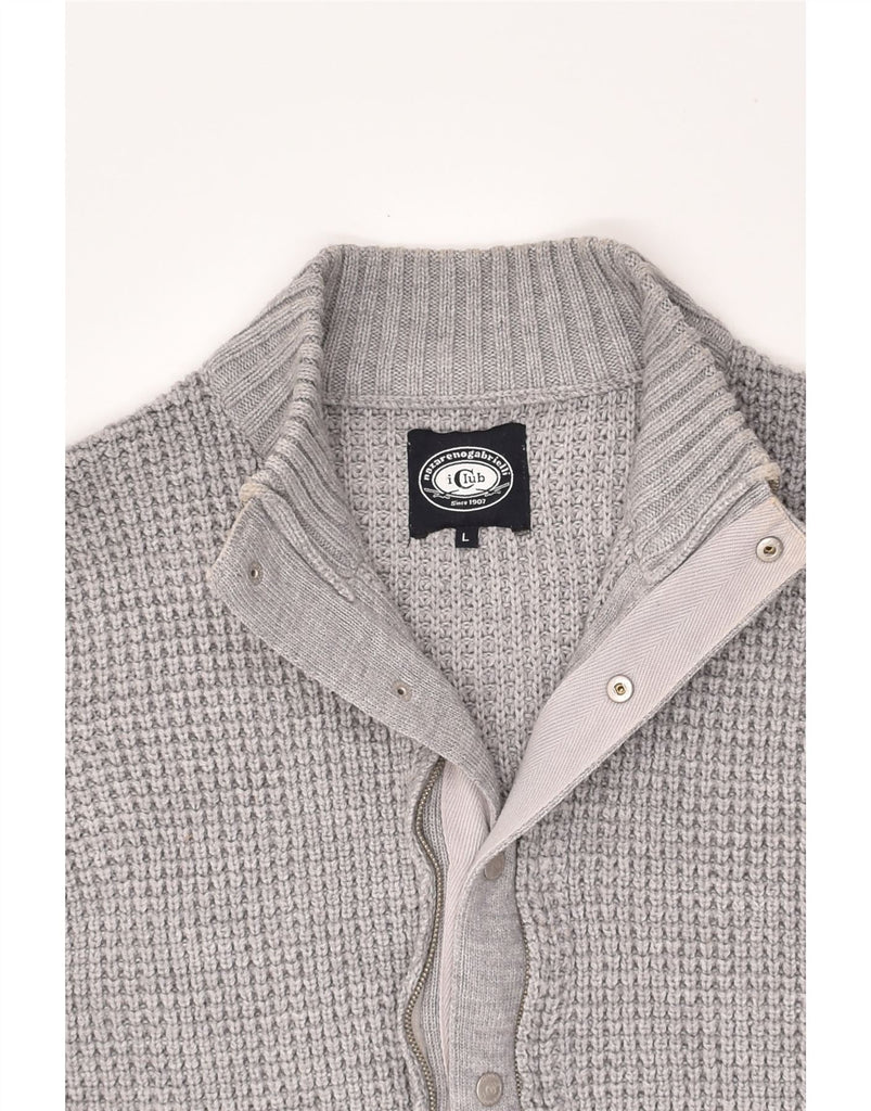 NAZARENO GABRIELLI Mens Cardigan Sweater Large Grey Acrylic | Vintage Nazareno Gabrielli | Thrift | Second-Hand Nazareno Gabrielli | Used Clothing | Messina Hembry 