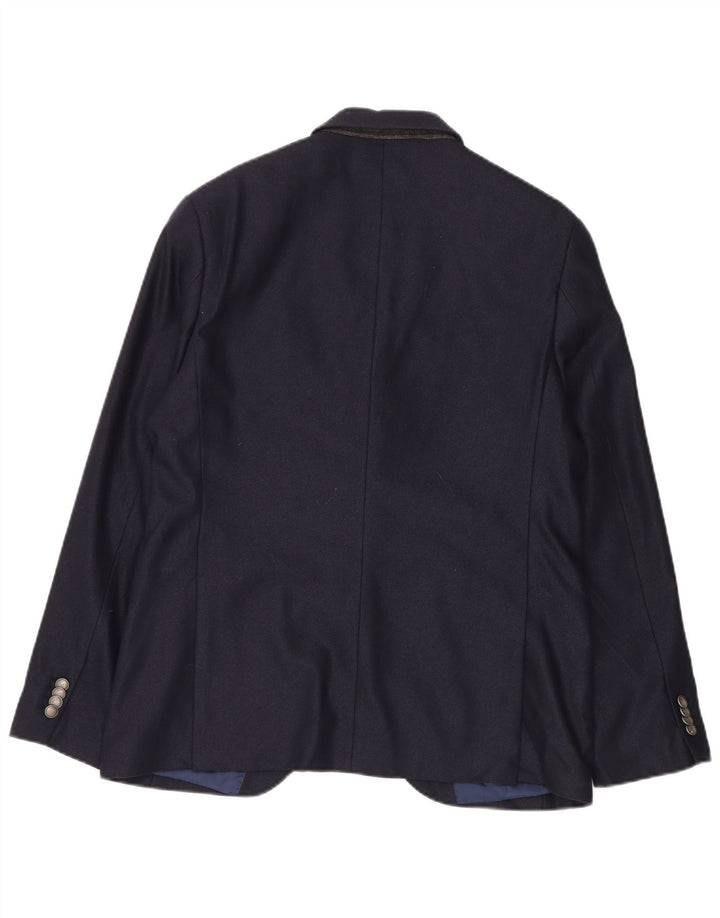 MARKS & SPENCER Mens 2 Button Blazer Jacket UK 40 Medium Navy Blue Wool