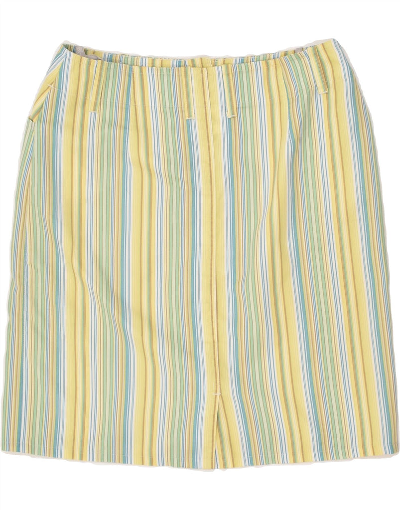 VINTAGE Womens Straight Skirt EU 36 Small W28 Yellow Striped Polyester | Vintage Vintage | Thrift | Second-Hand Vintage | Used Clothing | Messina Hembry 