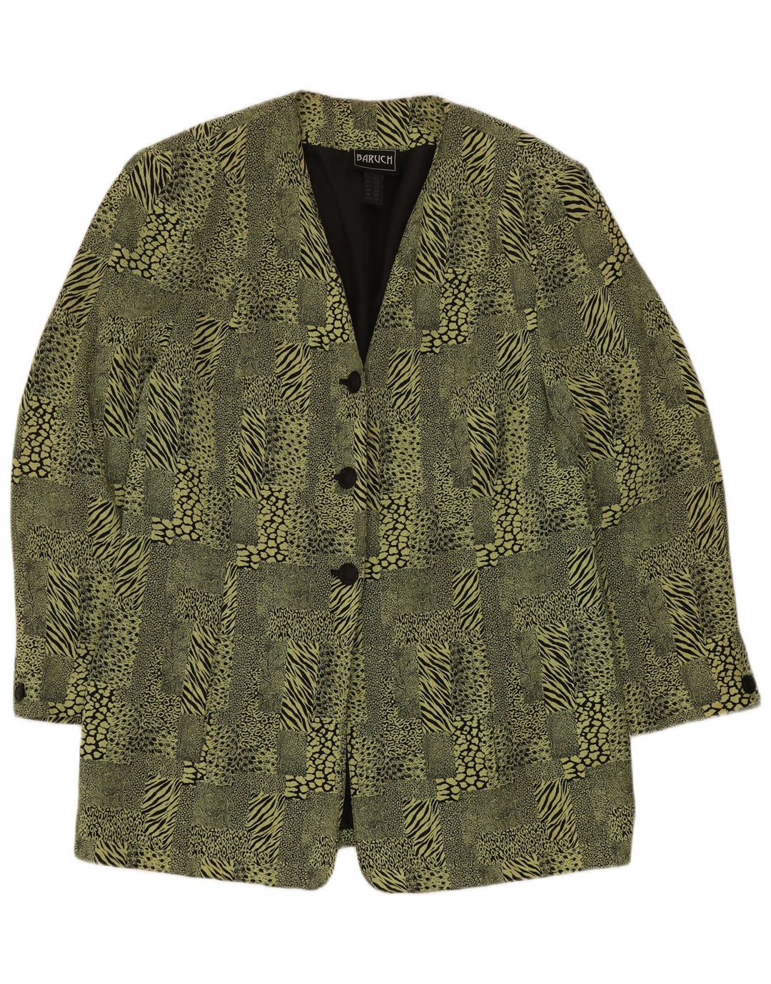 BARUCH Womens Longline Blazer Jacket UK 16 Large  Green Animal Print