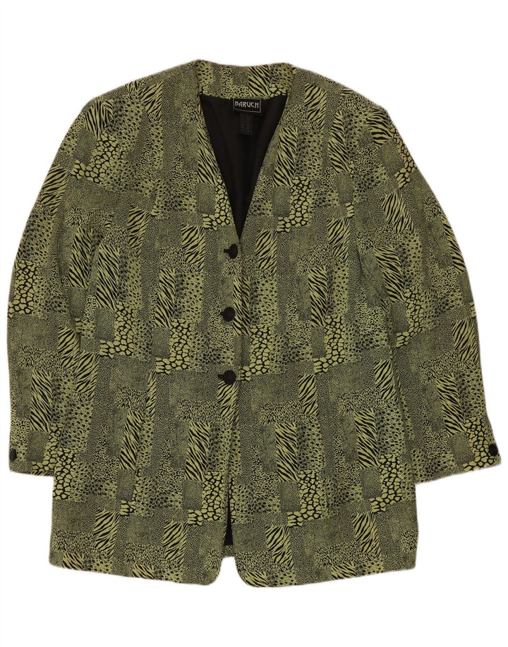 BARUCH Womens Longline Blazer Jacket UK 16 Large  Green Animal Print