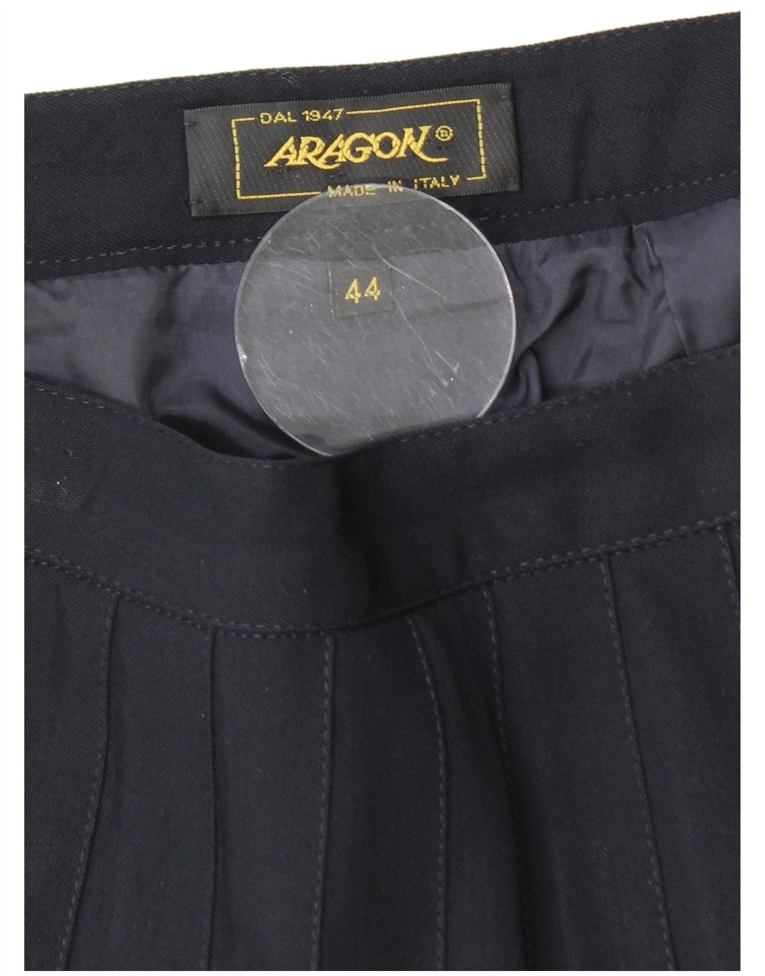 VINTAGE Womens Pleated Skirt IT 44 Medium W28  Navy Blue Virgin Wool