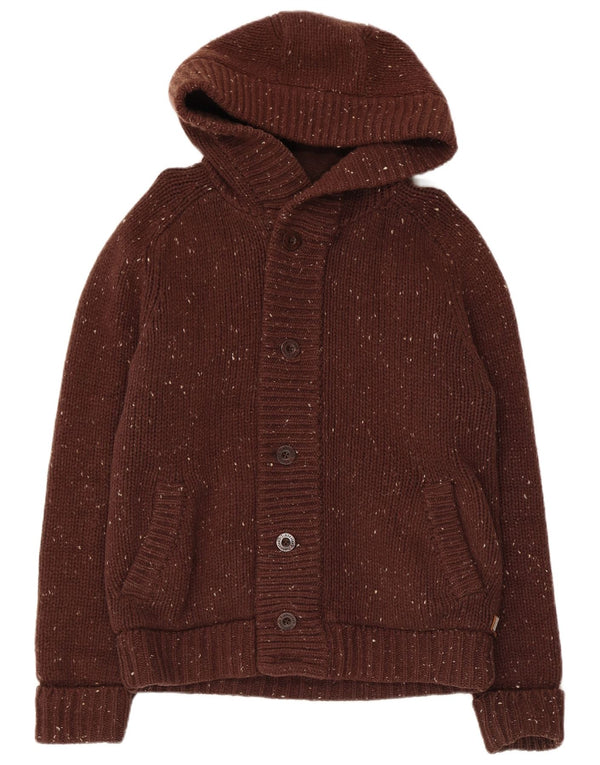 Timberland Mens Hooded Knit Bomber Jacket UK 40 Large Brown Flecked Wool