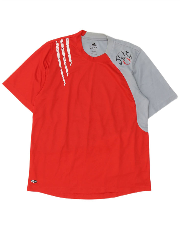 Adidas Mens Climacool Graphic T-Shirt Top Large Red Colourblock Polyester