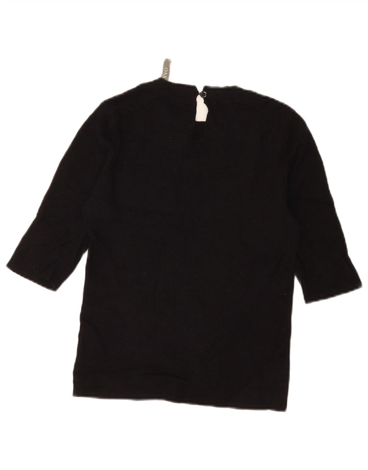 Oasis Womens Top 3/4 Sleeve UK 8 Small Black