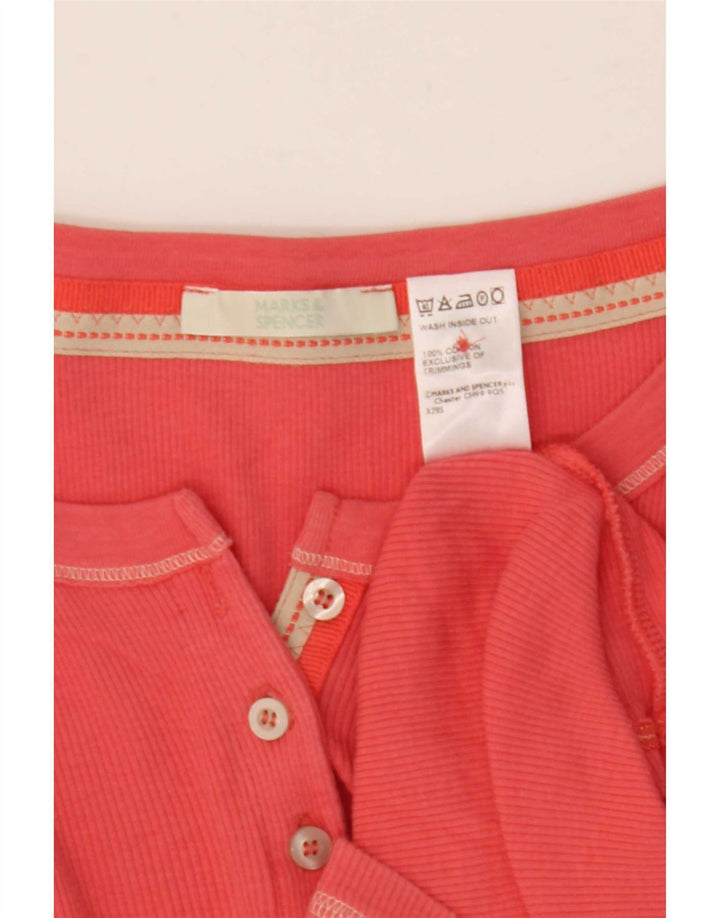 Marks & Spencer Womens Top Long Sleeve UK 12 Medium Pink Cotton