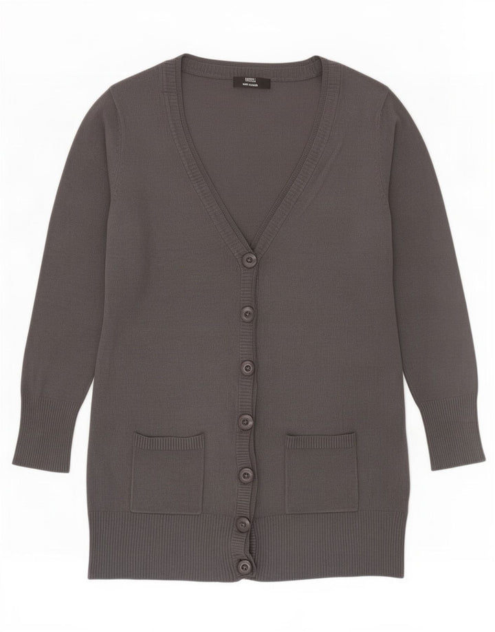 Marks & Spencer Womens Longline Cardigan Sweater UK 12 Medium Grey Viscose
