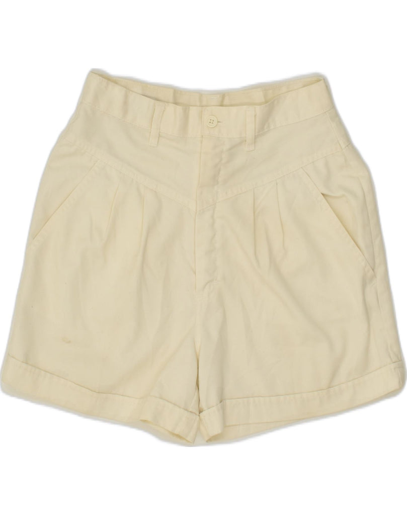 VINTAGE Womens High Waist Casual Shorts US 11 Large W26  Beige Polyester | Vintage Vintage | Thrift | Second-Hand Vintage | Used Clothing | Messina Hembry 