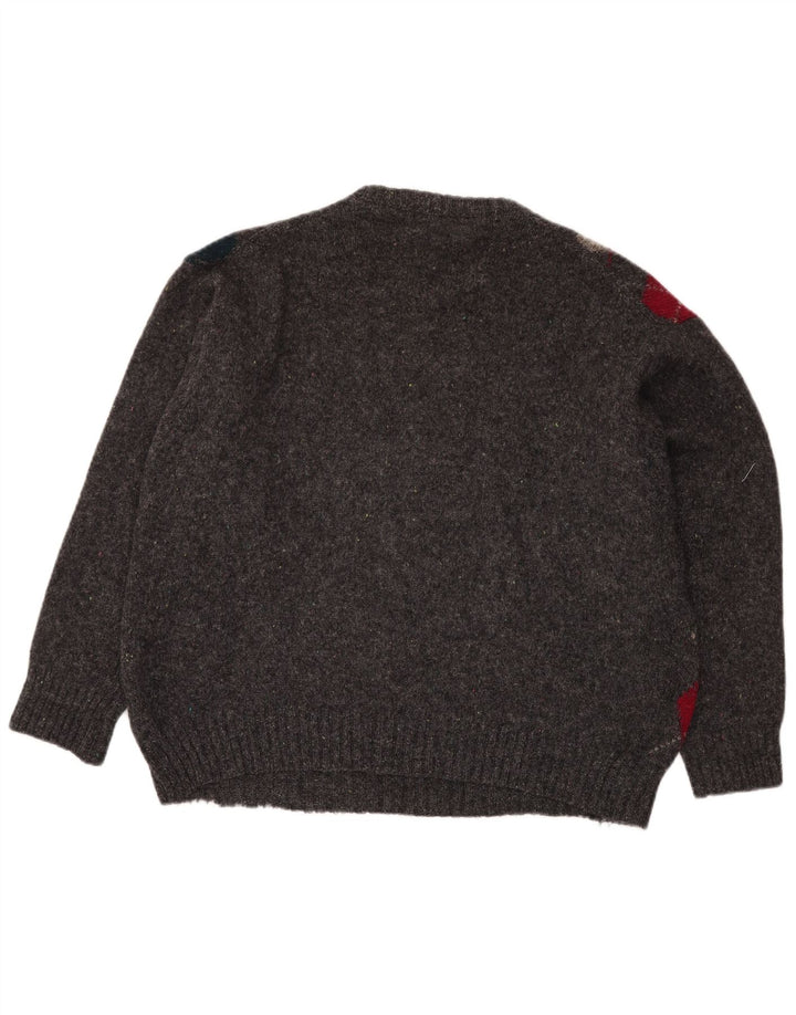 ST. BERNARD Mens Crew Neck Jumper Sweater Large Grey Argyle/Diamond