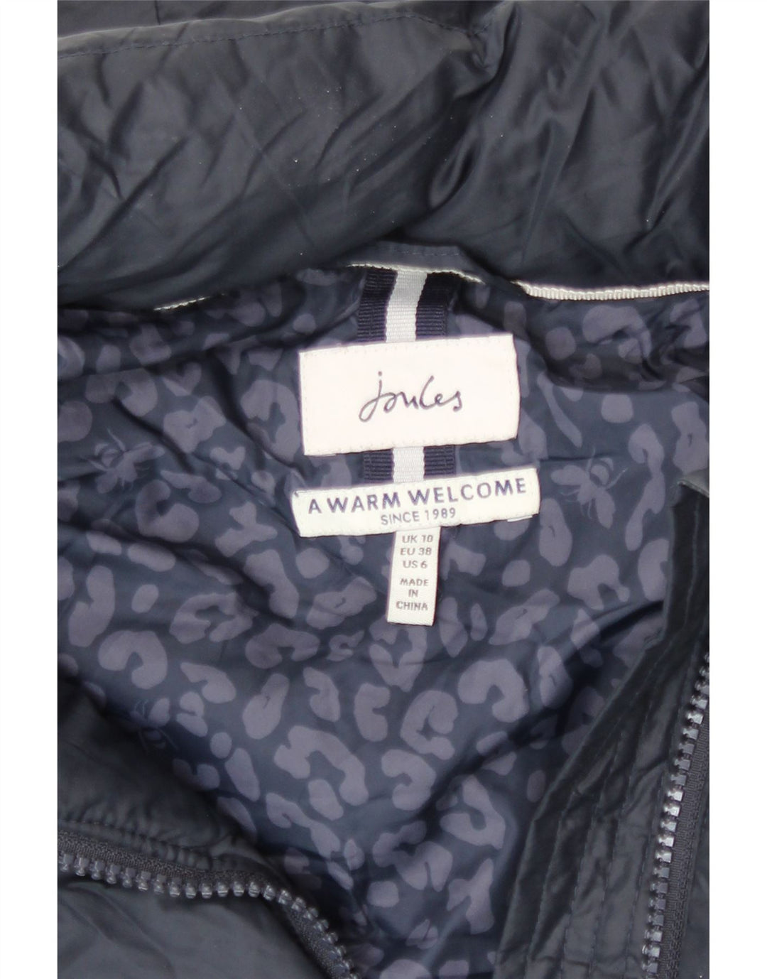 Joules Womens Hooded Oversized Padded Coat UK 10 Small Navy Blue Polyester