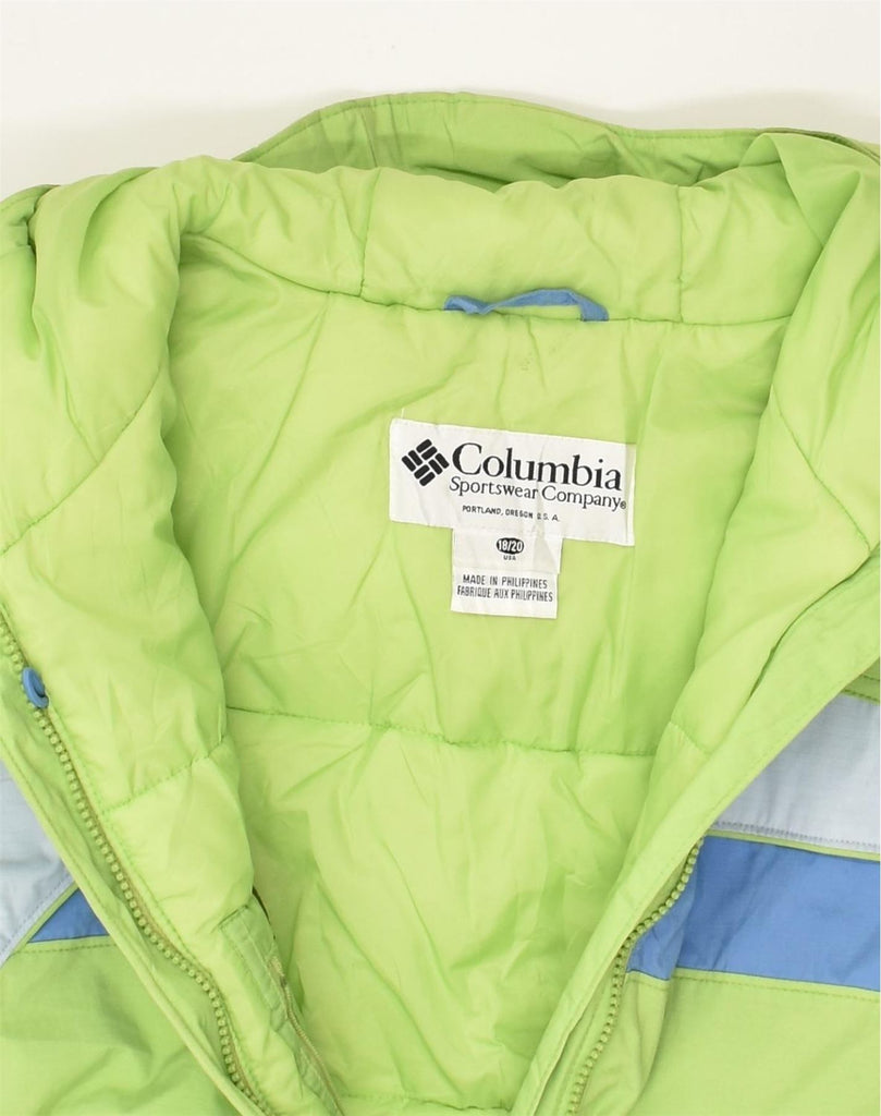 COLUMBIA Girls Hooded Padded Jacket 15-16 Years Green Colourblock | Vintage Columbia | Thrift | Second-Hand Columbia | Used Clothing | Messina Hembry 