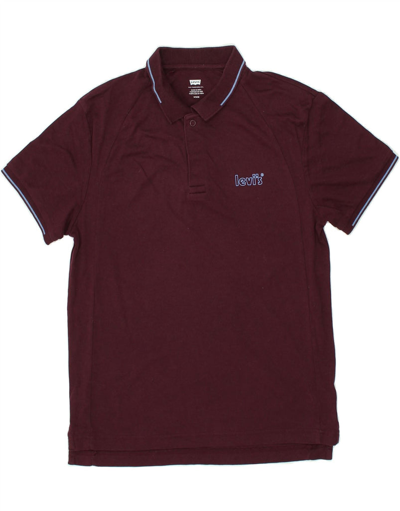 LEVI'S Mens Graphic Polo Shirt Medium Burgundy Cotton | Vintage Levi's | Thrift | Second-Hand Levi's | Used Clothing | Messina Hembry 