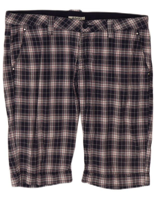 Dack's Mens Chino Shorts IT 48 Medium W36  Navy Blue Check Cotton