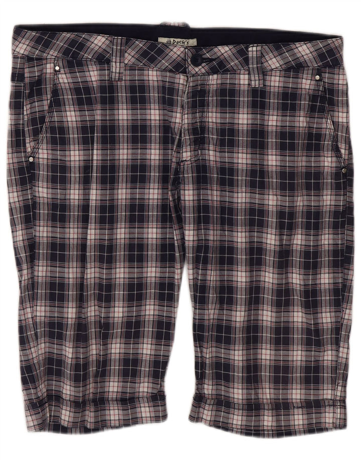 Dack's Mens Chino Shorts IT 48 Medium W36  Navy Blue Check Cotton
