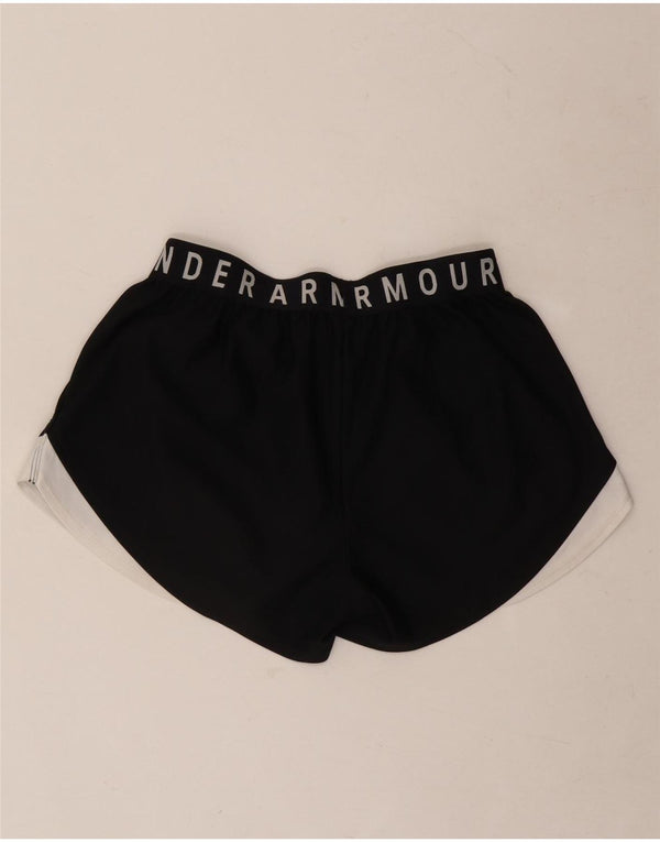 Under Armour Womens Heat Gear Sport Shorts UK 8 Small Black Colourblock