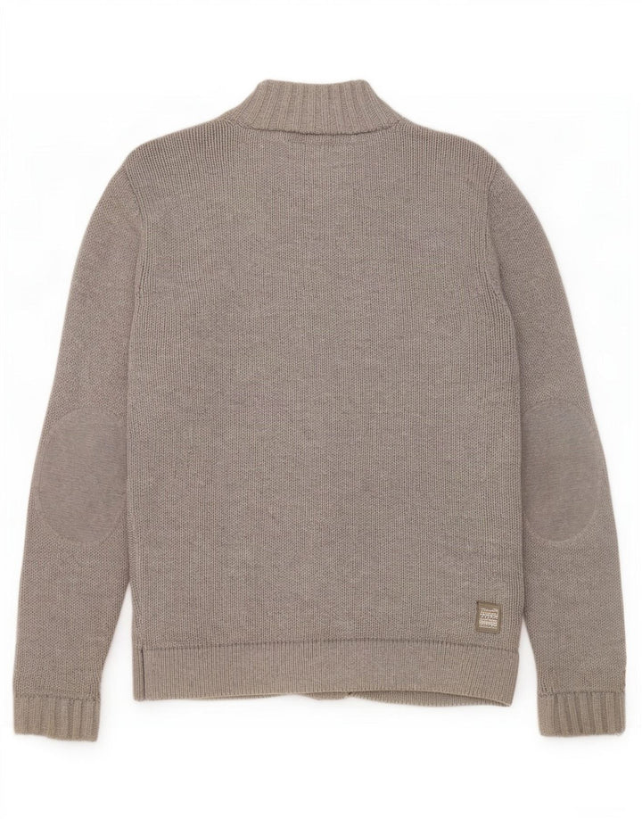 Jack & Jones Mens Cardigan Sweater Medium Grey Striped Cotton