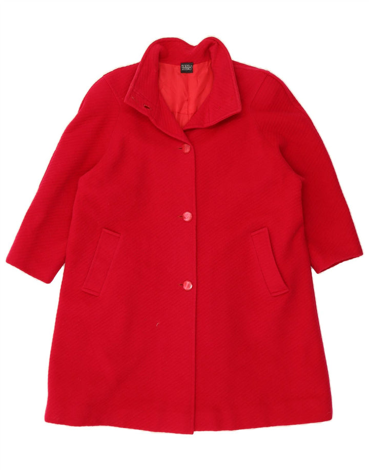 FIORELLA RUBINO Womens 3/4 Sleeve Overcoat UK 16 Large Red Wool Vintage Fiorella Rubino and Second-Hand Fiorella Rubino from Messina Hembry 