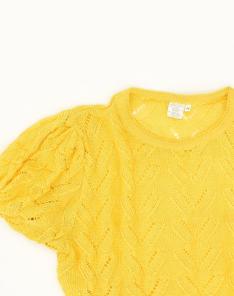 VINTAGE Womens Short Sleeve Crew Neck Jumper Sweater IT 46 Large Yellow | Vintage Vintage | Thrift | Second-Hand Vintage | Used Clothing | Messina Hembry 