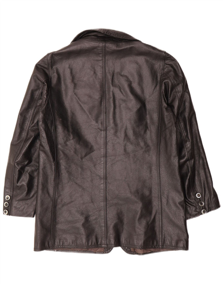 Vintage Womens 2 Button Leather Blazer Jacket UK 14 Large Black