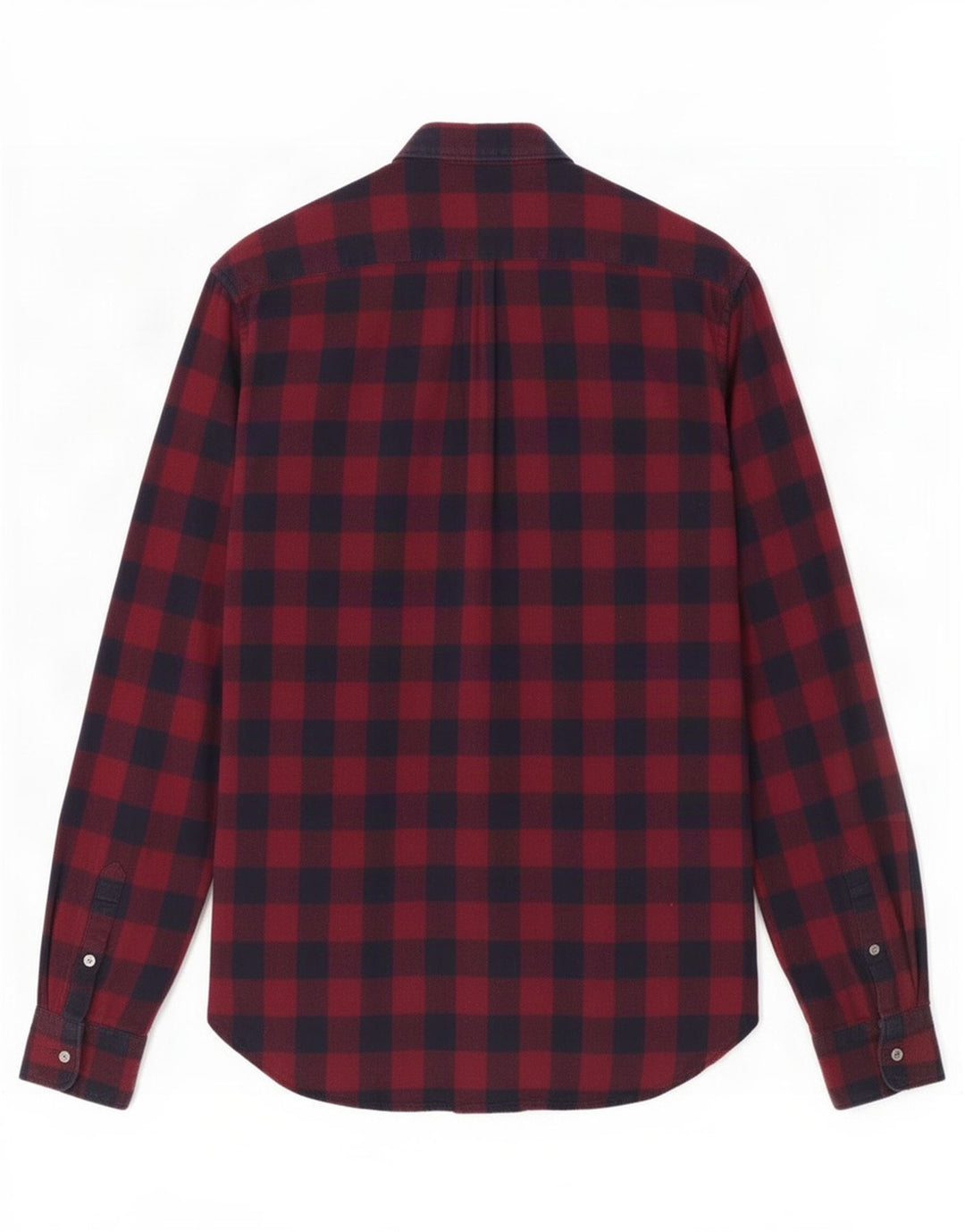 French Connection Mens Flannel Shirt Small Burgundy Check Cotton