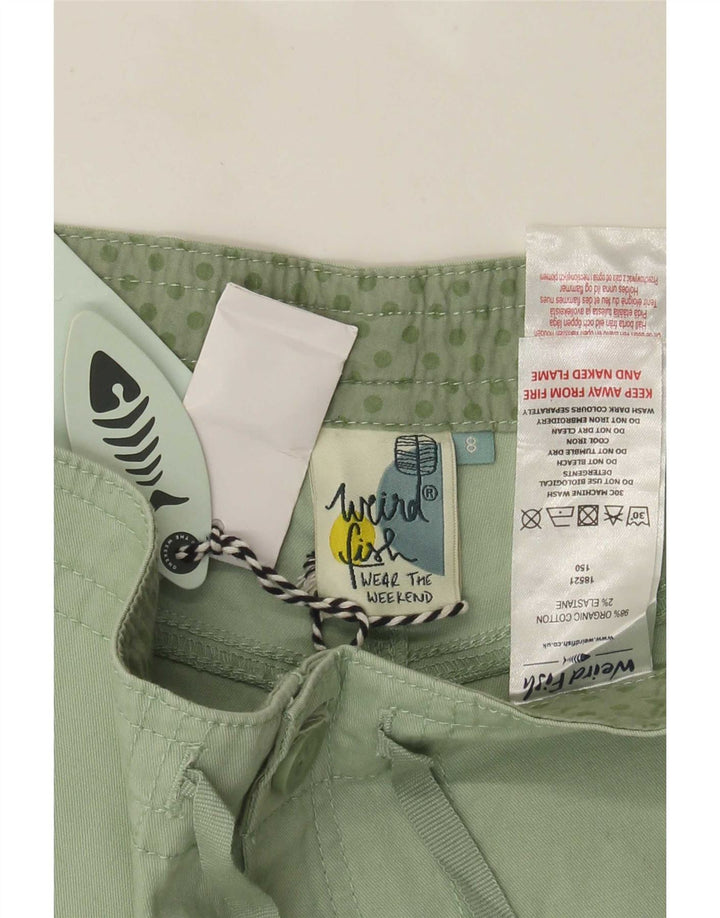 Weird Fish Womens Cargo Shorts UK 8 Small W32  Green Cotton