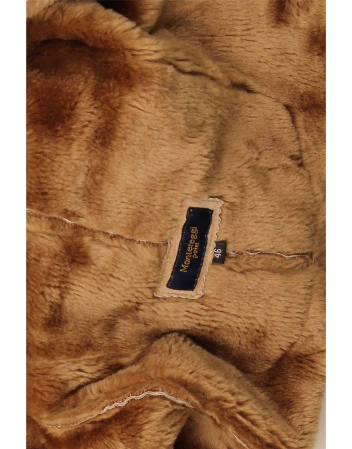 Montereggi Womens Shearling Coat IT 46 Large Beige Leather