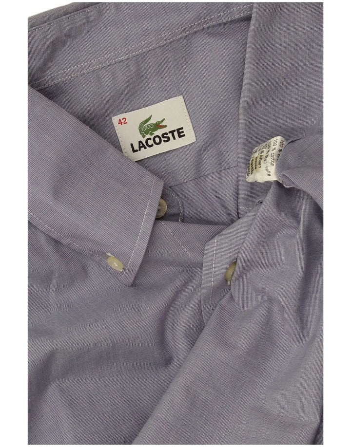 Lacoste Mens Short Sleeve Shirt Size 42 Large Blue Cotton
