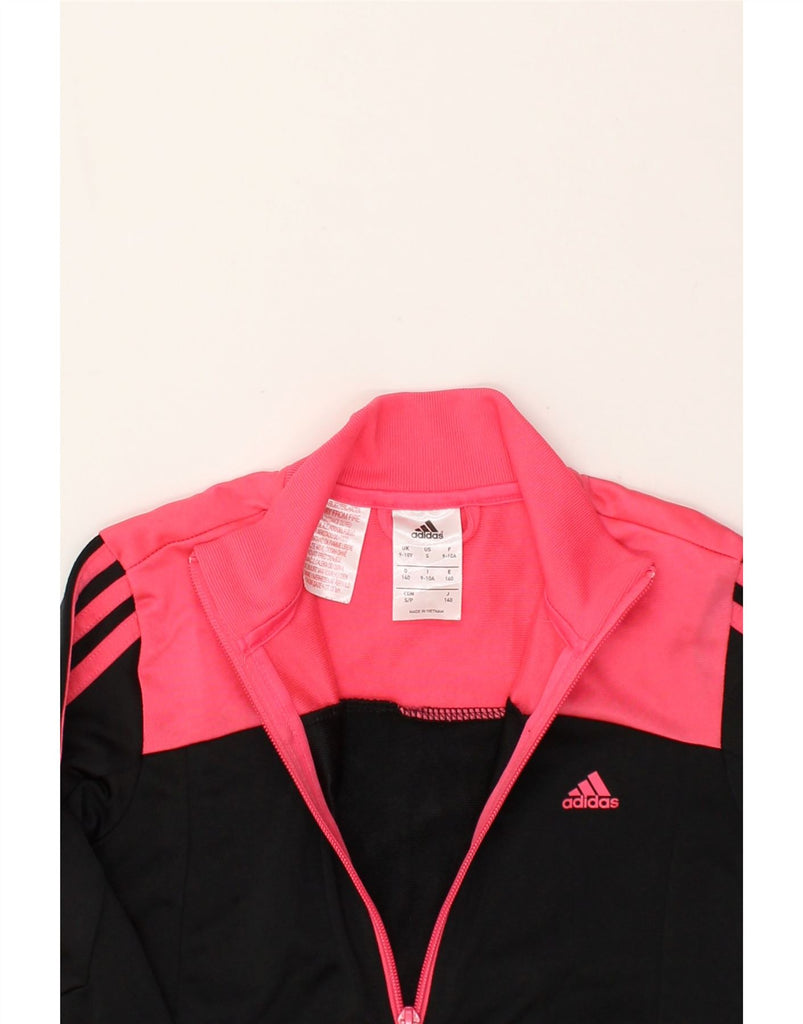 ADIDAS Girls Tracksuit Top Jacket 9-10 Years Black Colourblock Polyester | Vintage Adidas | Thrift | Second-Hand Adidas | Used Clothing | Messina Hembry 