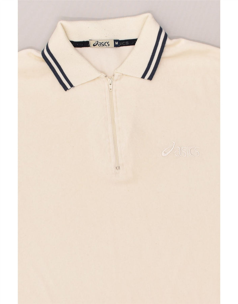 ASICS Mens Polo Shirt Medium Off White | Vintage Asics | Thrift | Second-Hand Asics | Used Clothing | Messina Hembry 