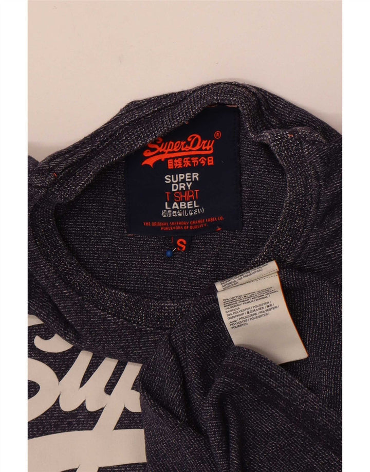 Superdry Mens Graphic T-Shirt Top Small Navy Blue Cotton