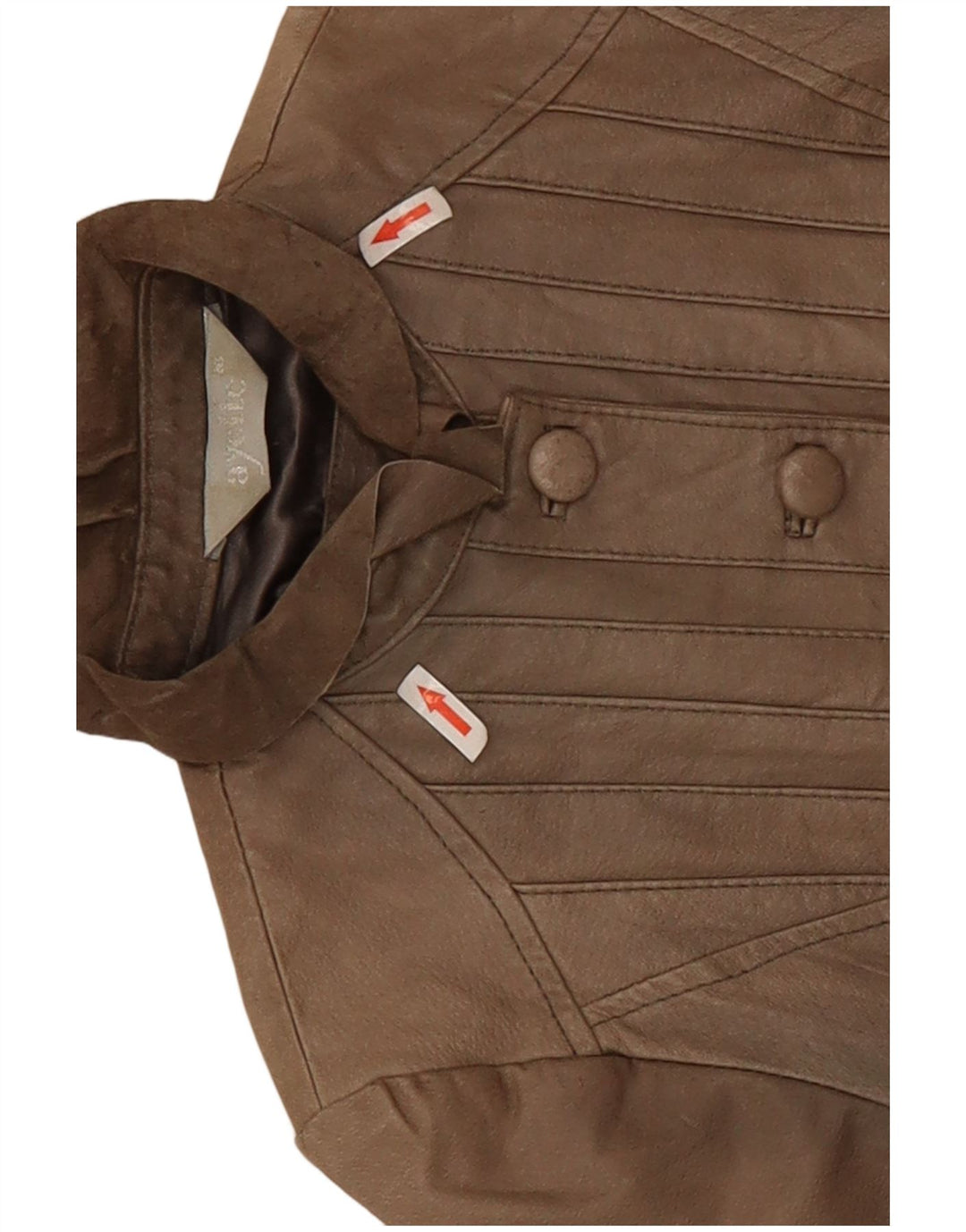 Vintage Womens Crop Leather Jacket UK 10 Small Beige