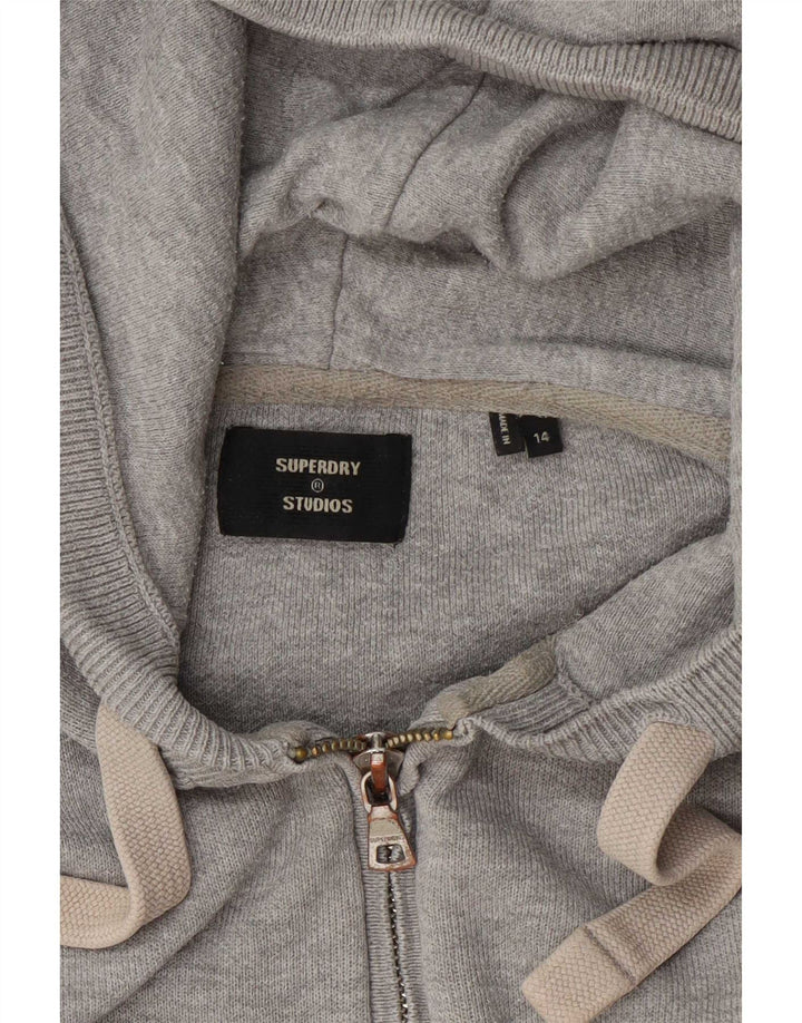 Superdry Womens Zip Hoodie Sweater UK 14 Large Grey